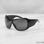 Oversized Shield Wrap Sunglasses - Black & Gray