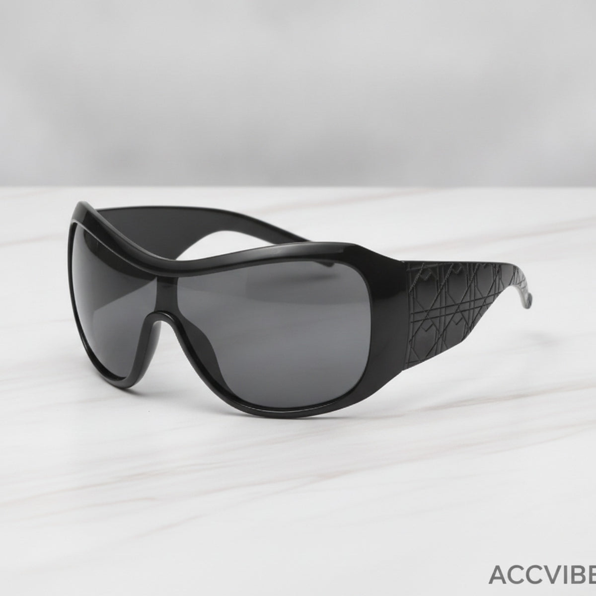 Oversized Shield Wrap Sunglasses - Black & Gray