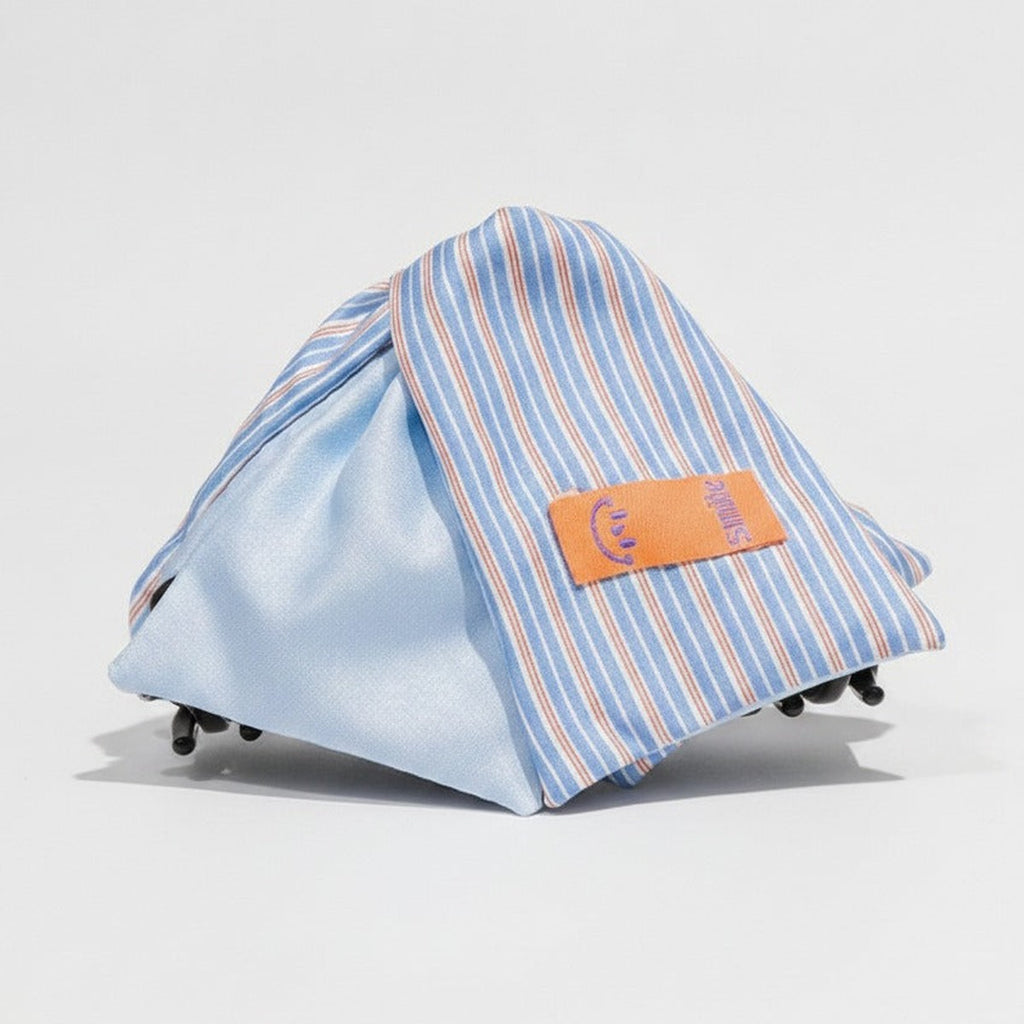 Striped Hair Claw Clip - Light Blue Stripe