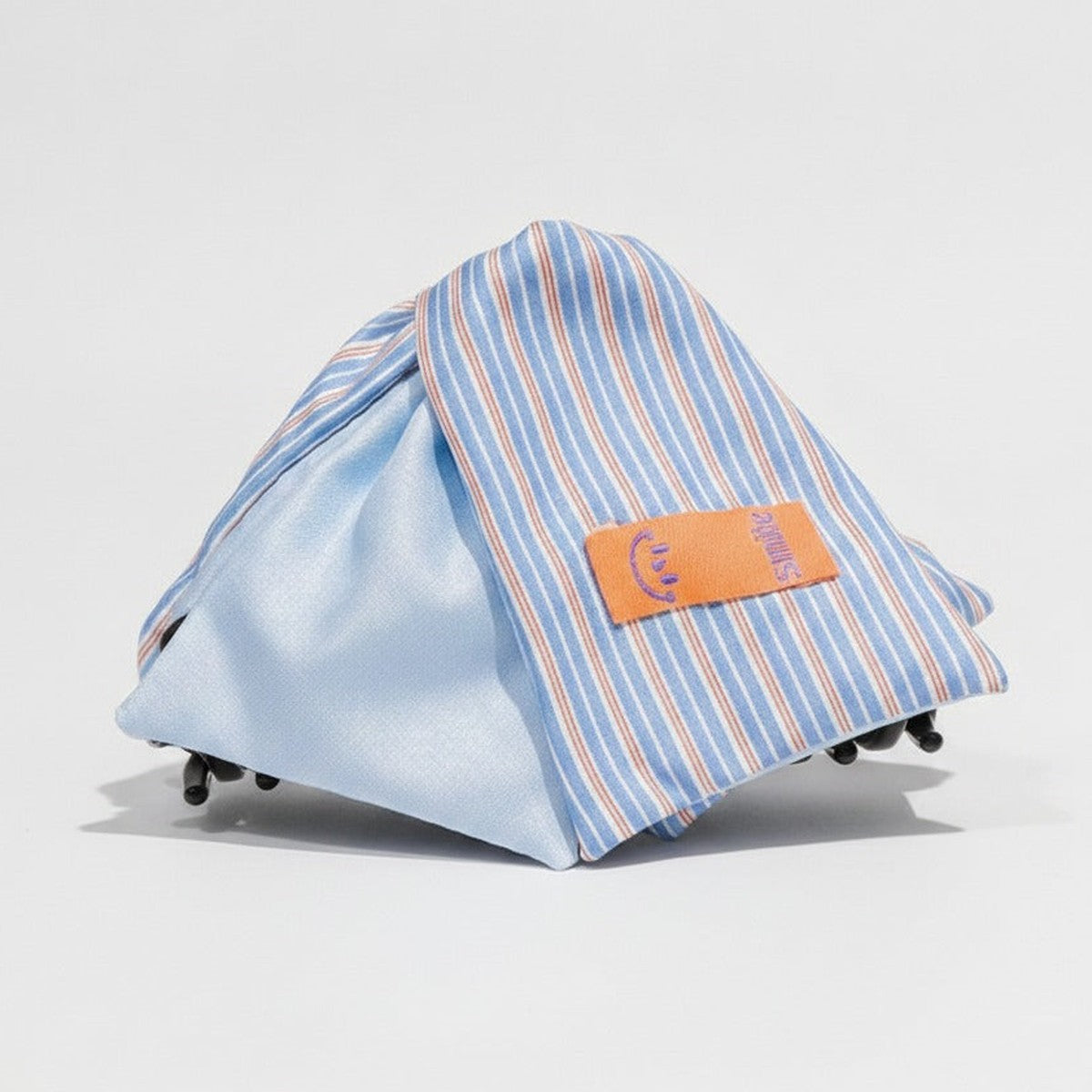 Striped Hair Claw Clip - Light Blue Stripe