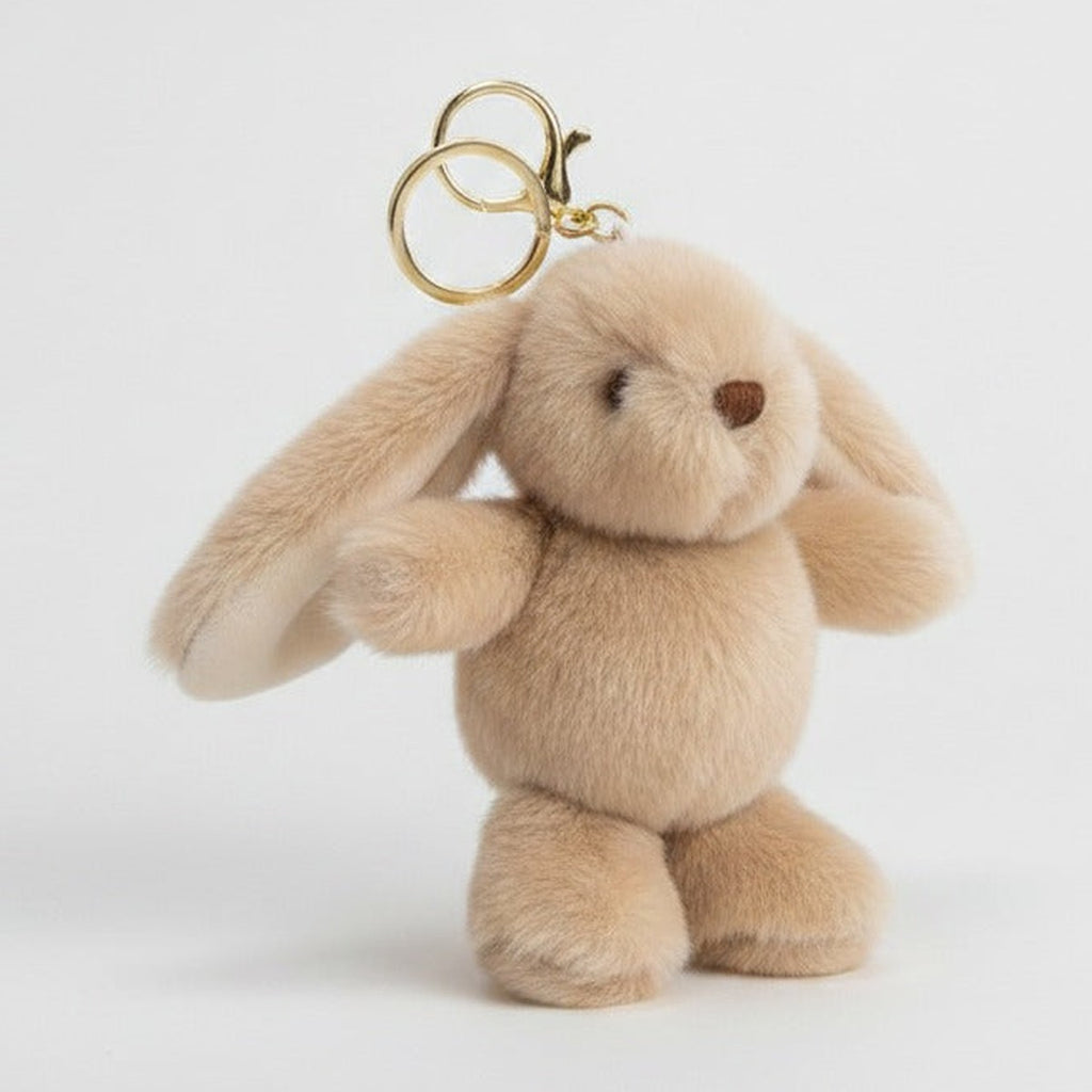 Fuzzy Bunny Keychain Charm - Cream