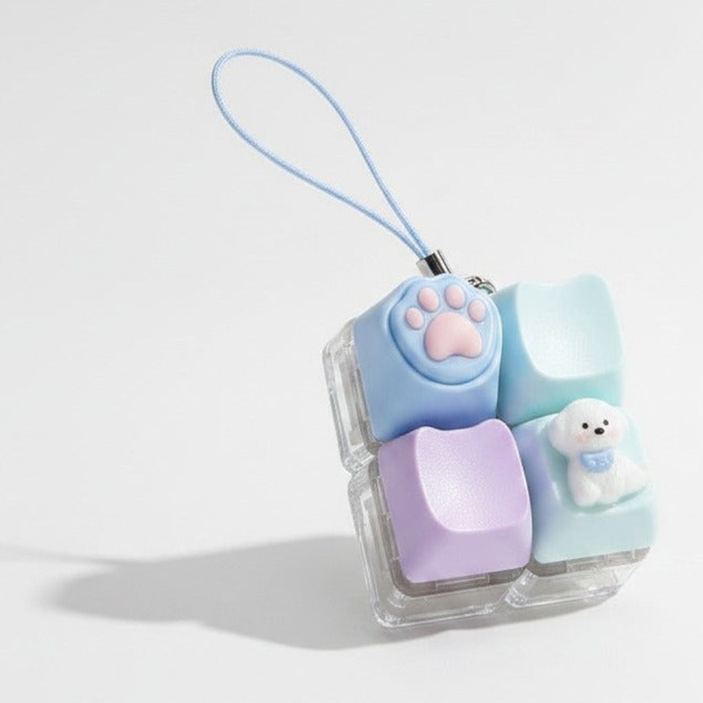 Cute Pup Light-Up Keychain - Blue