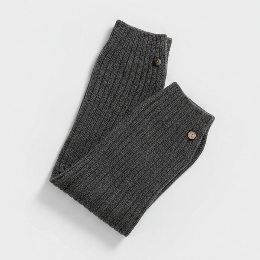 Slouchy Button Crew Socks - Dark Gray