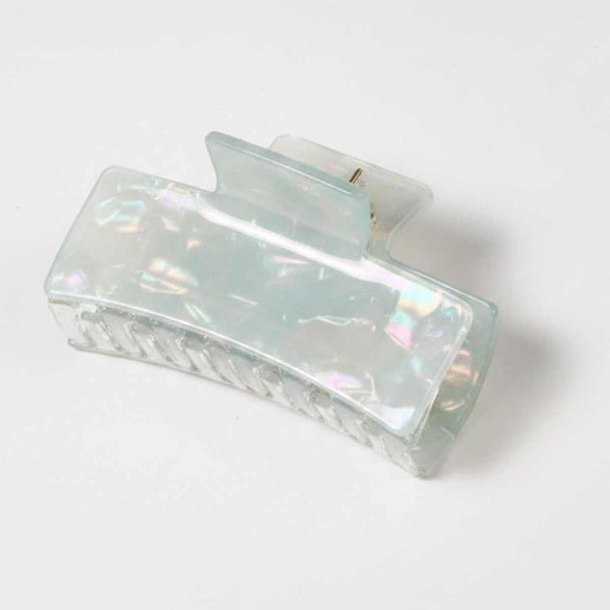 Hair Claw With Ribbed Metal Base - Blush Iridescent – hair accessories (view 1)