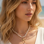 Beaded Ocean Charm Layered Necklace - Type 2
