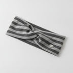 Ribbed Knit Headwrap With Bow - Light Gray – hair accessories (view 1)