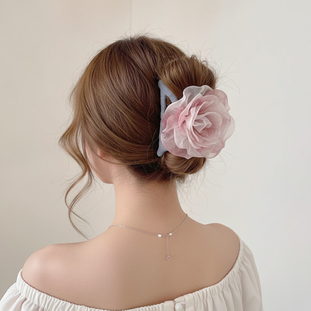 Watercolor Bloom Hair Claw - Pink