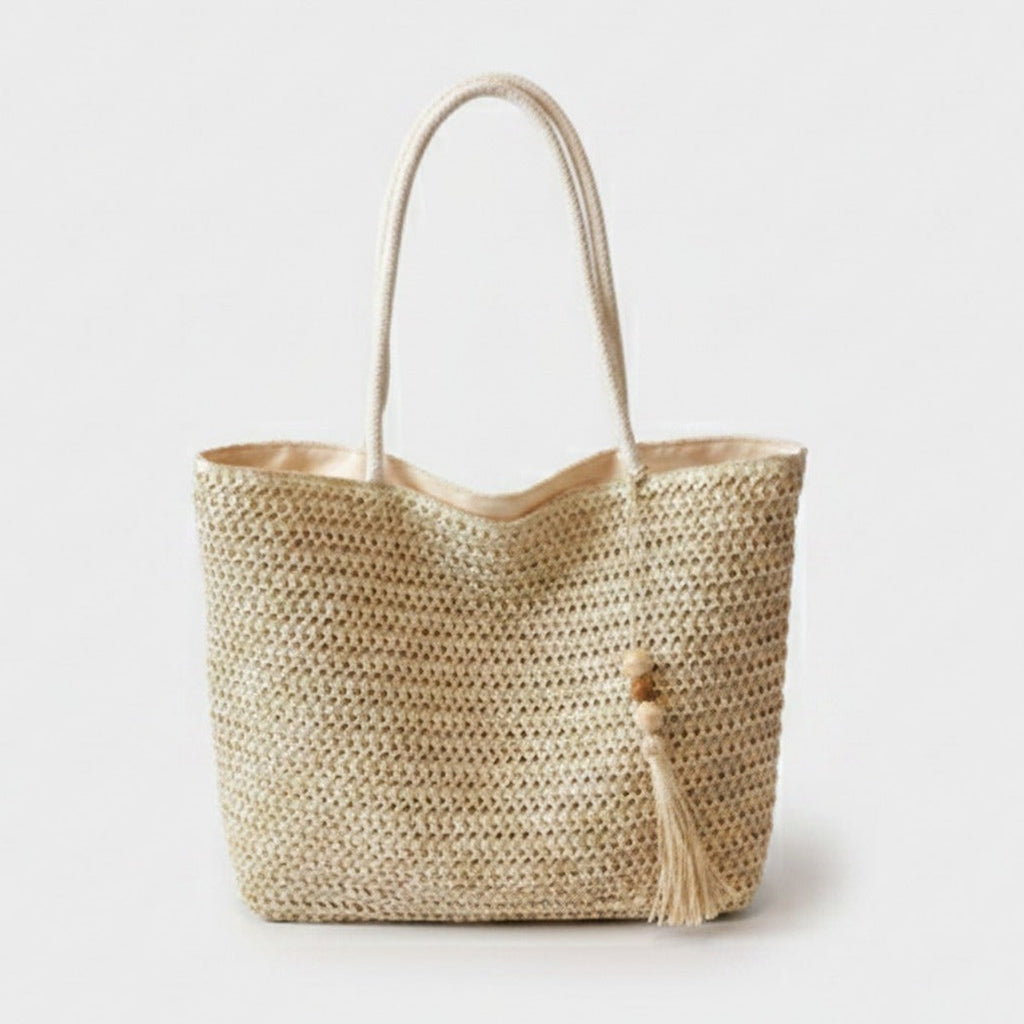 Woven Straw Tote Bag With Tassel Detail – bags & wallets (view 1)