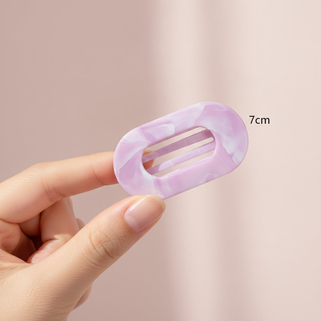 Marble Oval Claw Hair Clip - Lavender Marble