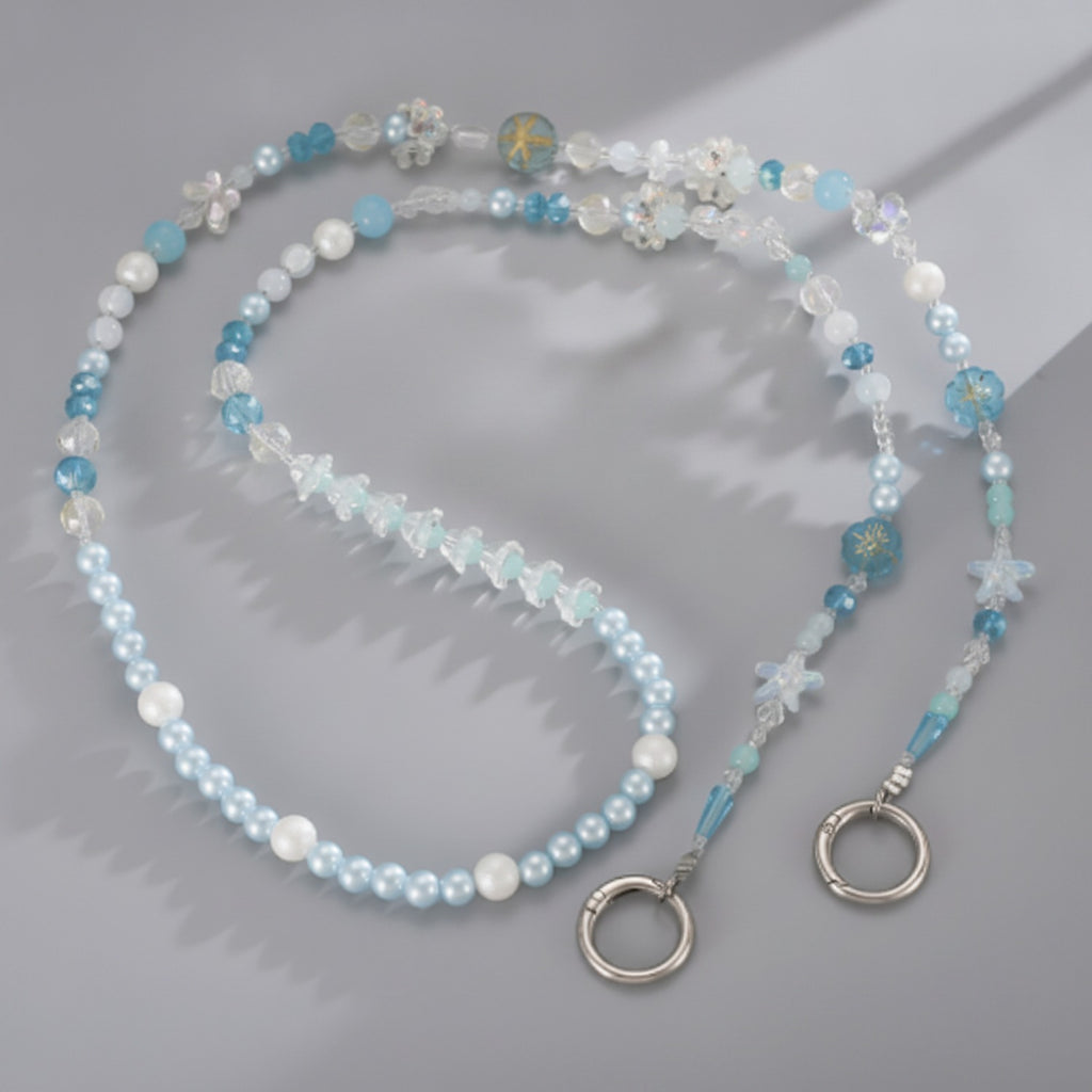 Beaded Phone Charm Strap - Blue