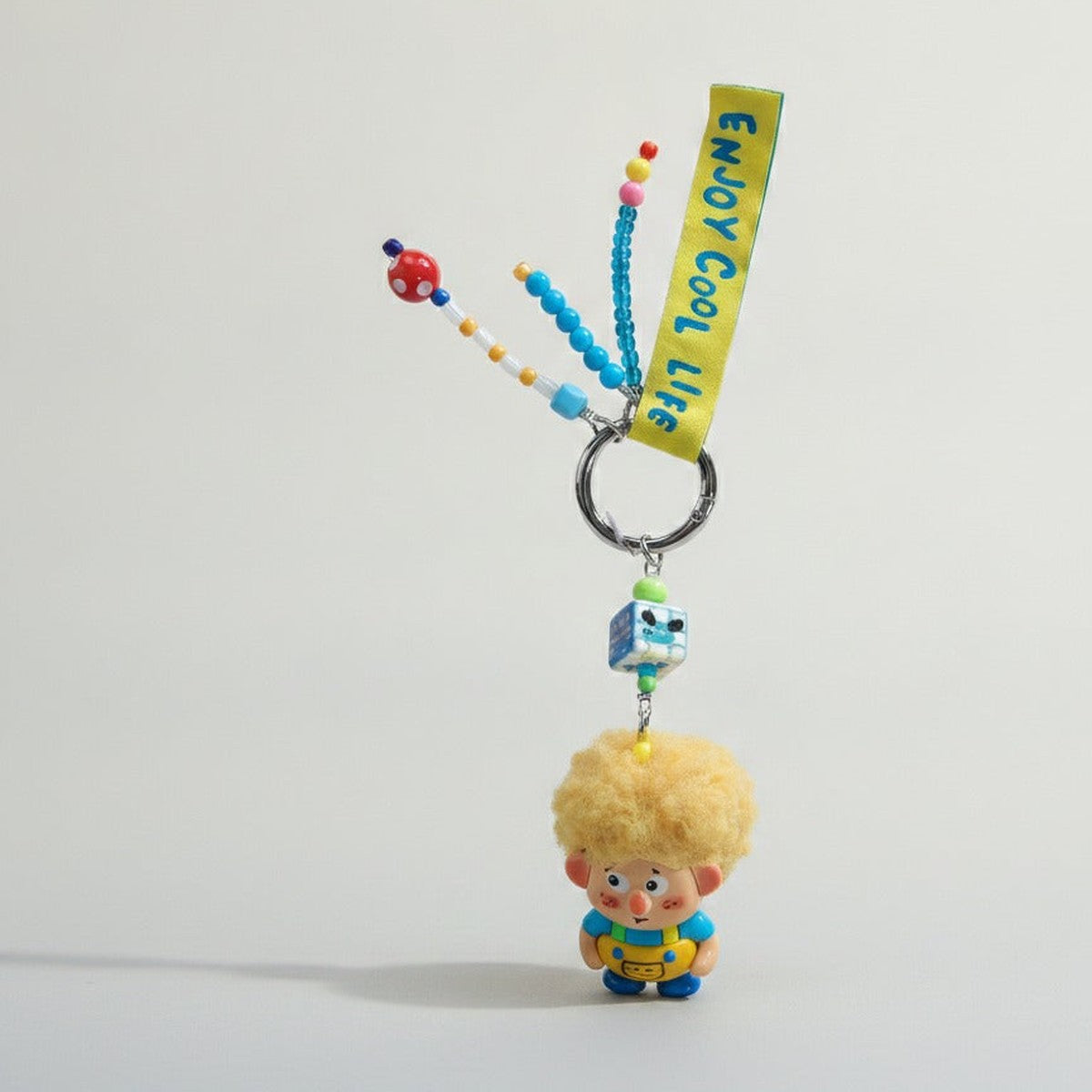 Fluffy Hair Boy Character Keychain Charm – novelty & toys (view 1)