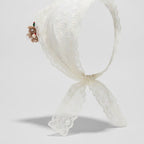 Embroidered Floral Mini Bonnet Headwrap - White Lace Floral
