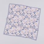 Floral Silk Square Scarf - Navy & Grey