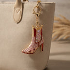 Rhinestone Cowboy Boot Keychain - Red