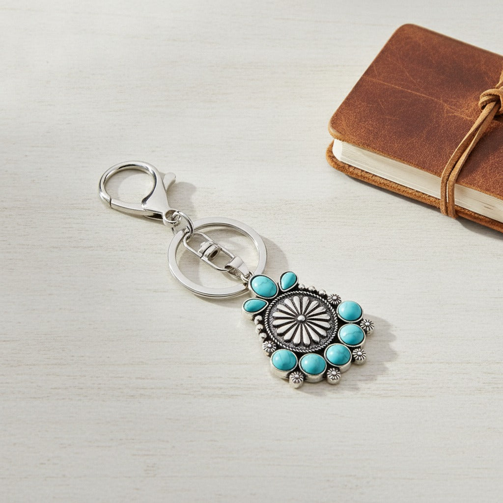 Turquoise Western Horseshoe Keychain - Type 4