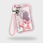 Pink Star Clear ID Holder Keychain – novelty & toys (view 1)