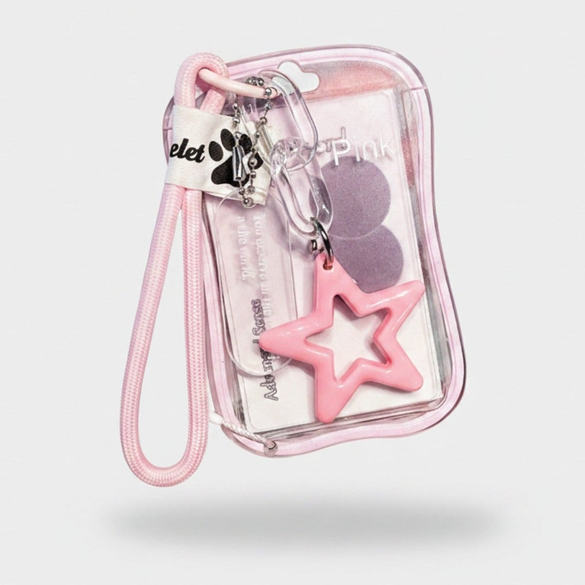 Pink Star Clear ID Holder Keychain – novelty & toys (view 1)