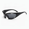 Black Oval Sport Sunglasses With Curved Lens – eyewear (view 1)