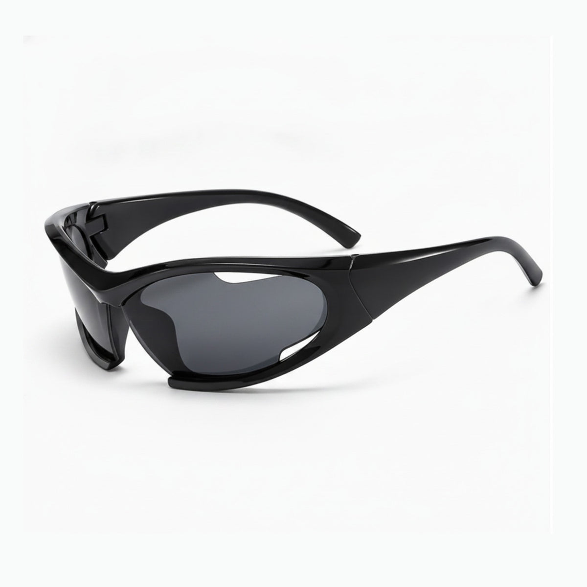 Black Oval Sport Sunglasses With Curved Lens – eyewear (view 1)
