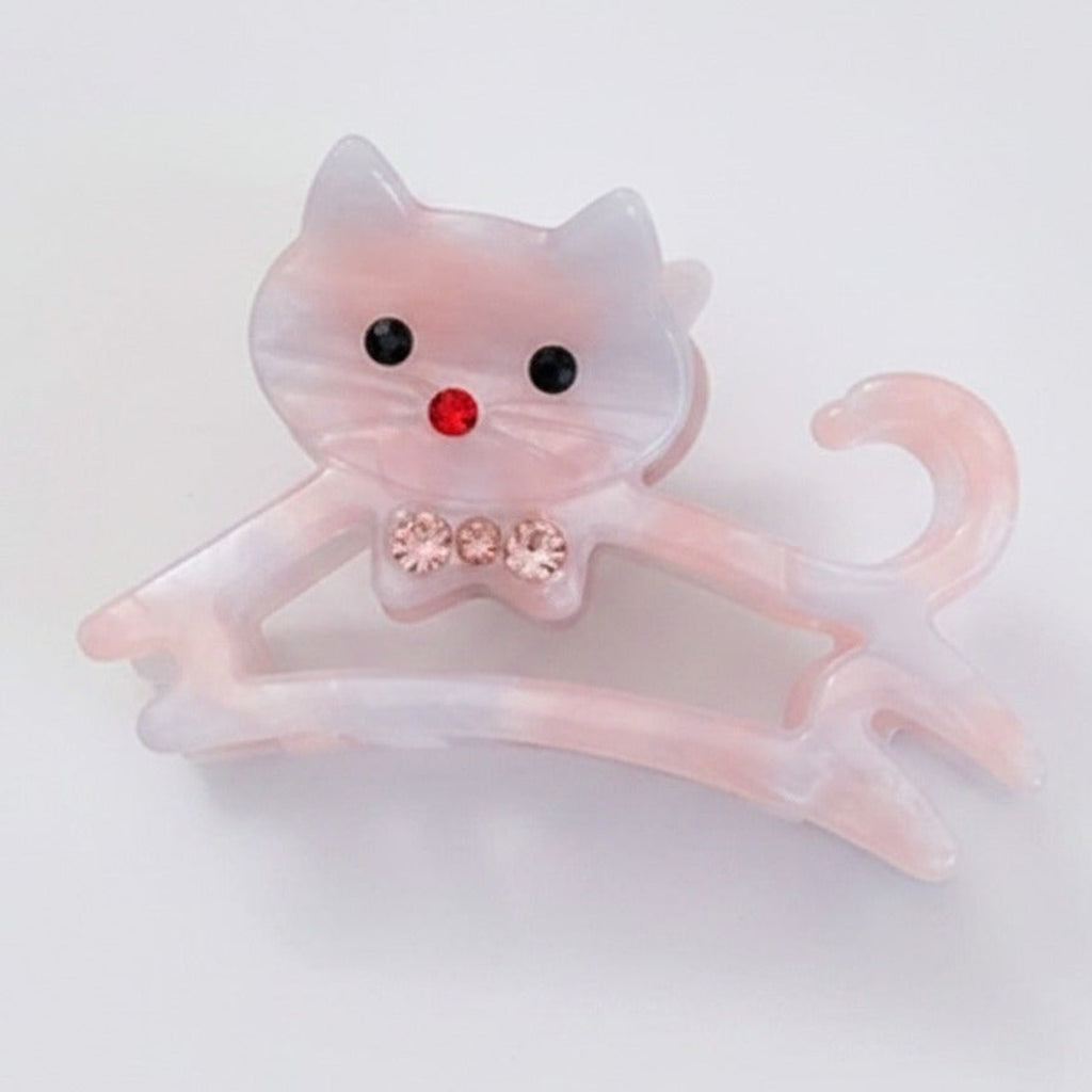 Cat Hair Claw With Rhinestone Bow - Mauve 6.1cm – hair accessories (view 1)