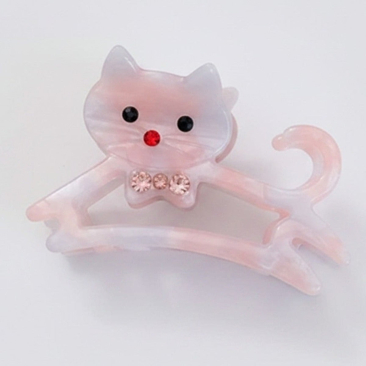 Cat Hair Claw With Rhinestone Bow - Mauve 6.1cm – hair accessories (view 1)