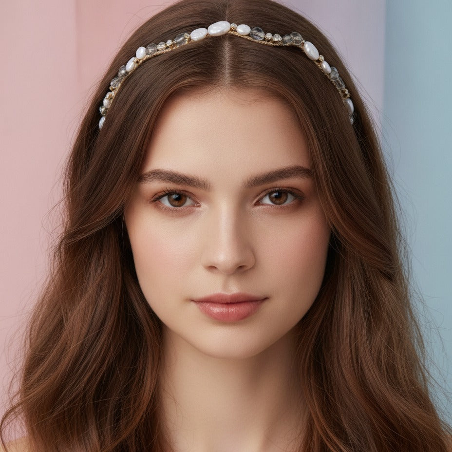 Beaded Wave Headband - Pearl Wave