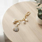 Gold Shell Pearl Crystal Phone Charm - Type 1