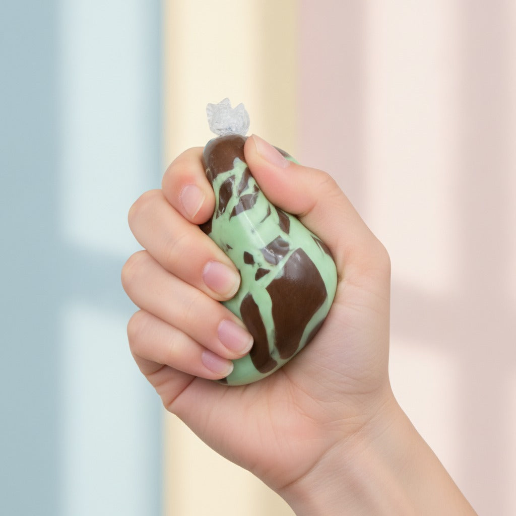 Crispy Bubble Squishy Ball - Mint - squeeze in hand