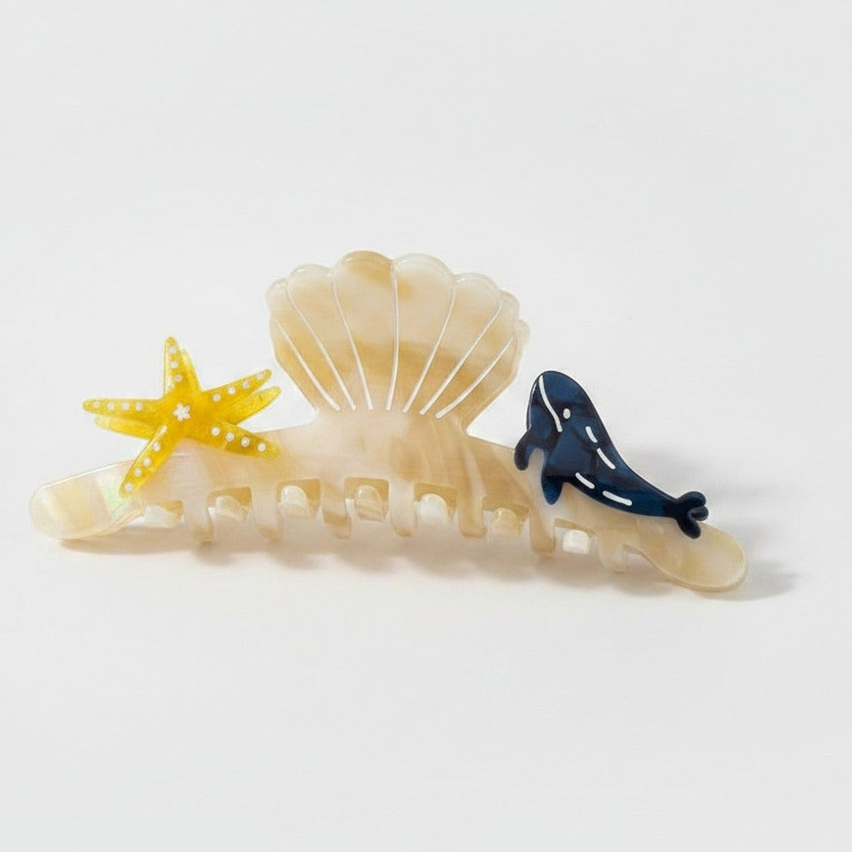 Shell Hair Claw With Starfish Charm - Iridescent Light Caramel 12cm – hair accessories (view 1)