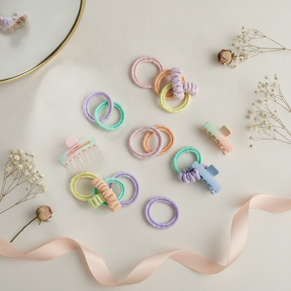 Pastel Wavy Hair Tie Set Pastel Rainbow