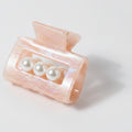 Pearl Accent Marble Hair Claw Clip - Light Pink – hair accessories (view 1)