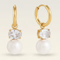 Gold Hoop Crystal Pearl Drop Earrings – jewelry (view 1)
