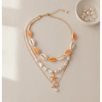 Beaded Ocean Charm Layered Necklace - Type 5