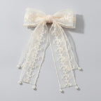 Sheer Bow Hair Claw - Lace Pink