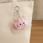Fuzzy Cat Squishy Keychain - Pink
