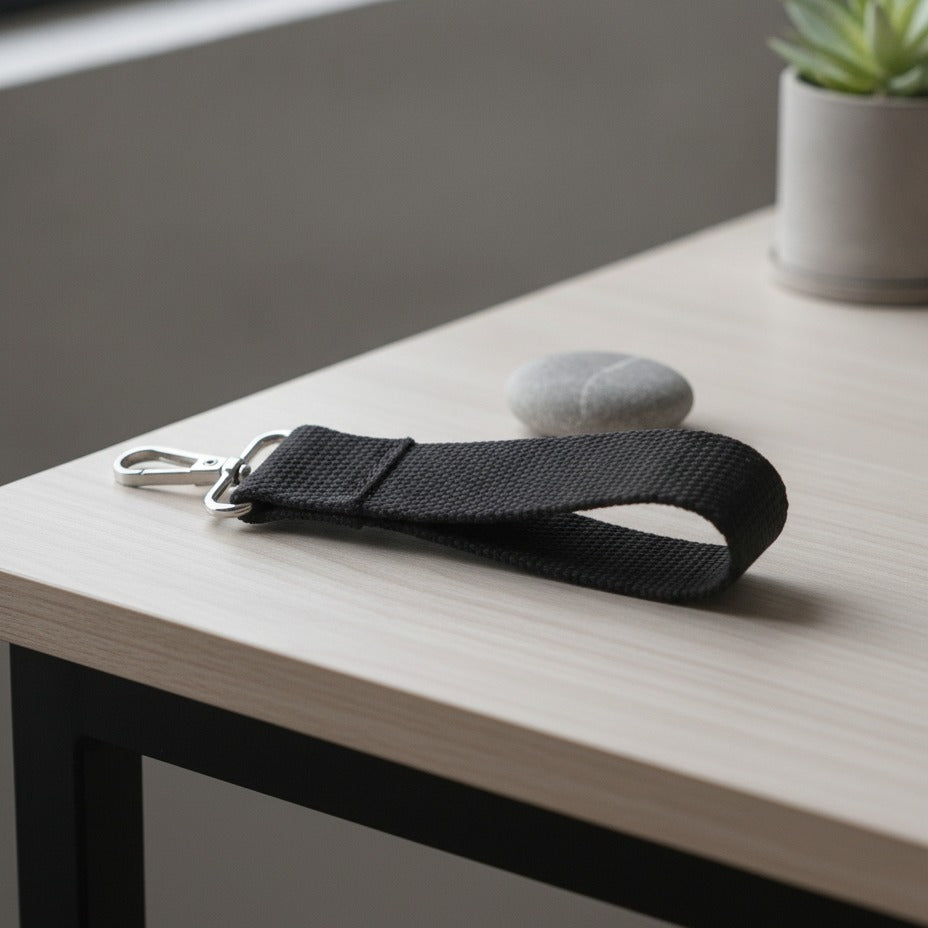 Textured Keychain Pouch Kit - Silver Hook Black