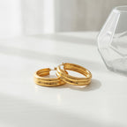 Chunky Grooved Hoop Earrings - Gold