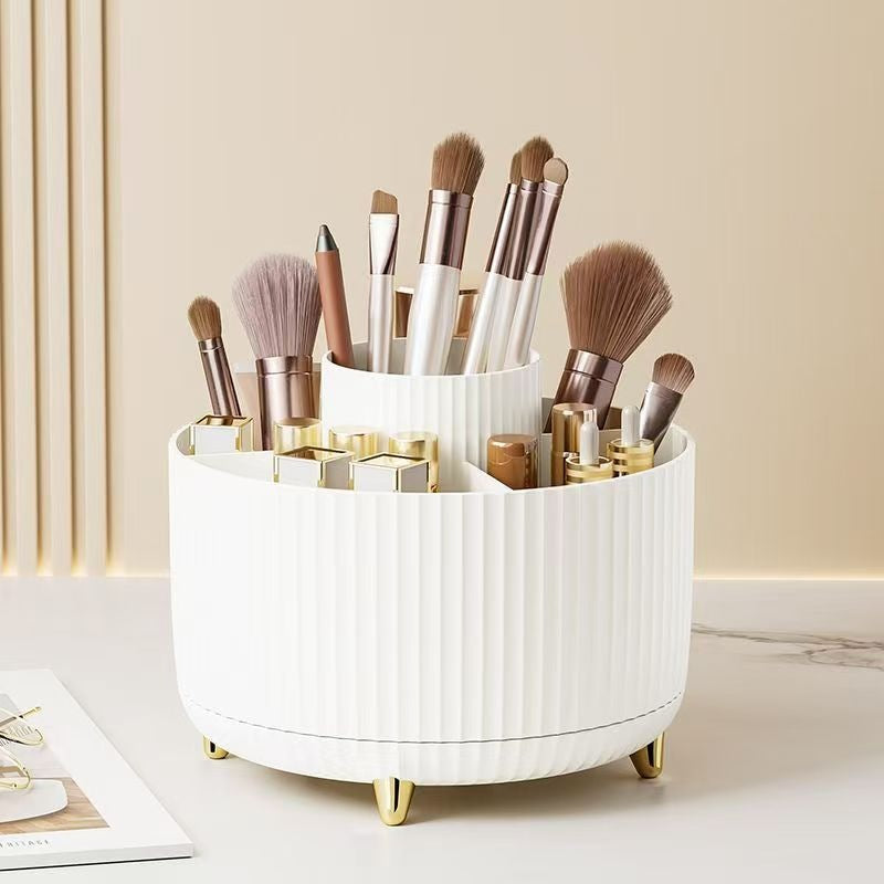 Rotating Pen Holder Cosmetic Storage Box - White