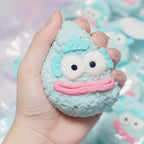 Kawaii Monster Onigiri Rice Ball Toy - Mint Blue - squeeze in hand