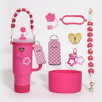 Daisy Flower Beaded Cup Charm Accessories Set - Magenta – novelty & toys (view 1)