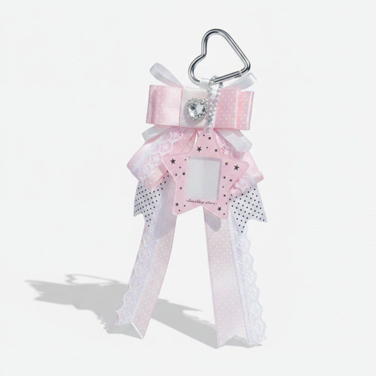 Celestial Bow Bag Charm - Pink Polka Dot