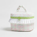 Cosmetic Bag With Ruffle Trim - Pink Green Plaid – bags & wallets (view 1)
