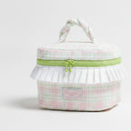 Cosmetic Bag With Ruffle Trim - Pink Green Plaid – bags & wallets (view 1)