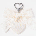 Lace Wing Heart Bag Charm - Beige