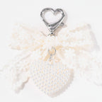 Lace Wing Heart Bag Charm - Beige