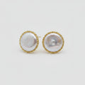 Pearl Twisted Frame Stud Earring - Pearl White