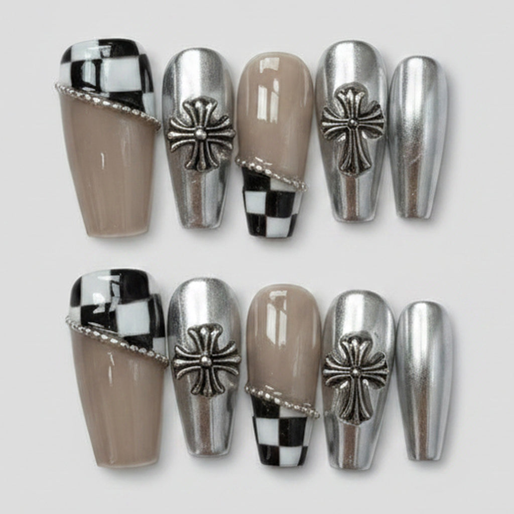 Sacred Cross Nail Art Set - Silver Cross