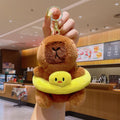 Capybara Swim Ring Plush Keychain Cute Bag Charm Toy - Yellow