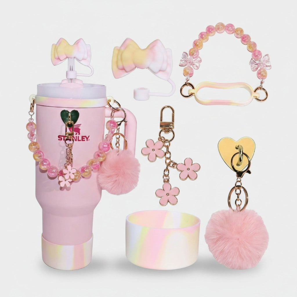 Pink Beaded Flower Charm Cup Accessory Set – novelty & toys (view 1)