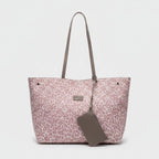 Pink Leopard Print Canvas Tote Bag With Pouch – bags & wallets (view 1)